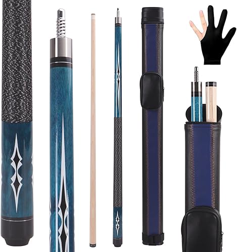 Juego de taco de billar de arce de 58 pulgadas, 19 oz20 onzas, punta de 0.512 in, palo de billar profesional de madera dura de arce canadiense