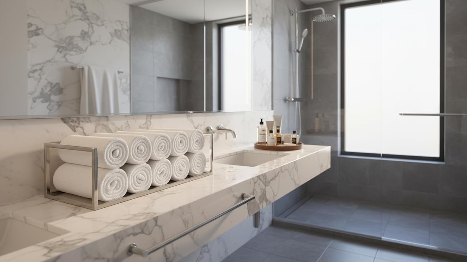 Hand Towels For Bathroom – 100% Ringspun Cotton 550 GSM, Super Absorbent Ultra Soft Luxury Hotel Spa Towels, Quick Dry Fade Resistant, Machine Washable Skin Friendly (White, Pack of 12)