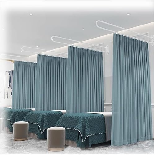 Kit de cortina de partición de salón de belleza, cortina de división moderna para salón de belleza, en forma de U, larga pista de privacidad para