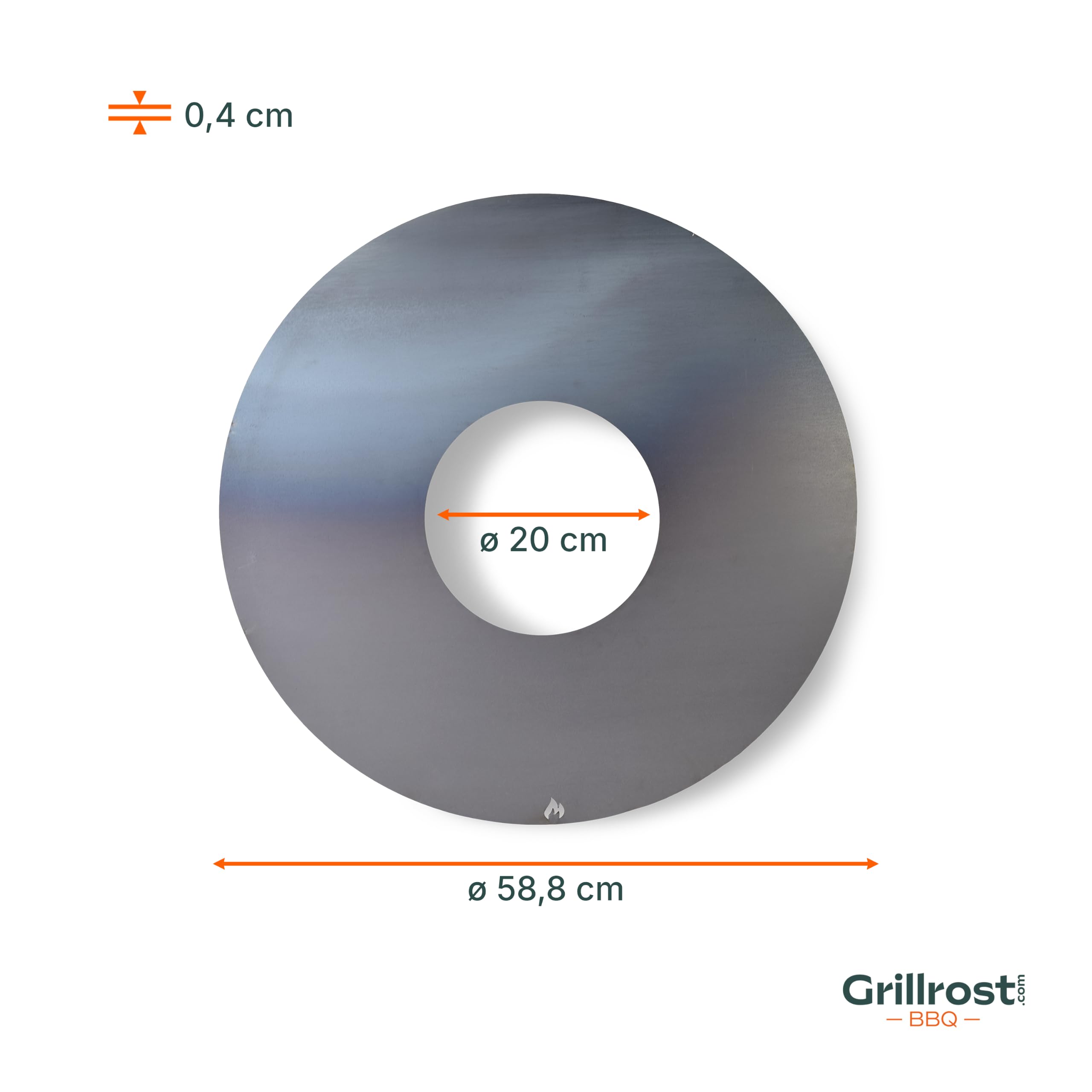 Grillrost.com Das Original 60er Feuerplatte - 4mm stark - Qualität Made in Germany - für alle 60er Kugelgrills (59cm)