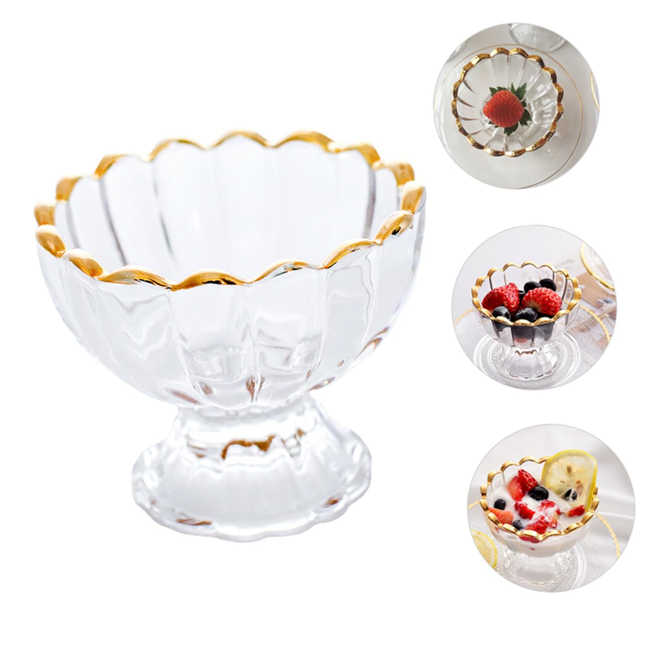 TOPBATHY 4 Pz coppa gelato tazza di mousse piatti da dessert bicchiere tazze da dessert budino tazza di coppa da dessert in delicato Vassoio di frutta aperitivo ciotola di