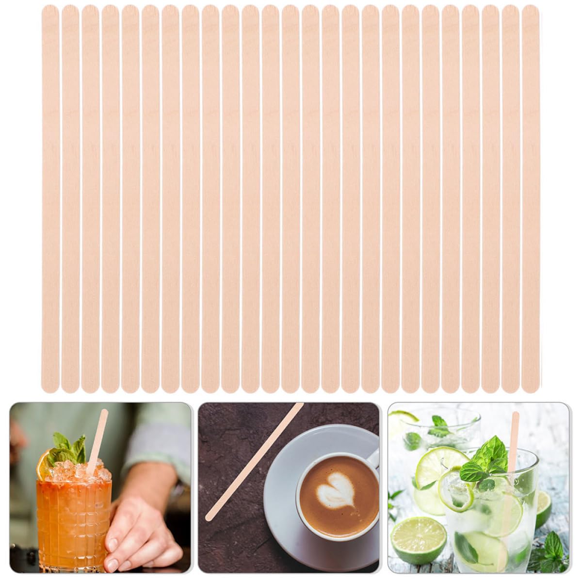 Zerodeko 500 Bastoncini in Legno per Mescolare caffè USA e Getta con Involucro di Carta Singolo, Palette e Agitatori Naturali per Bevande Calde, Fredde e Cocktail, Confezione Igienica