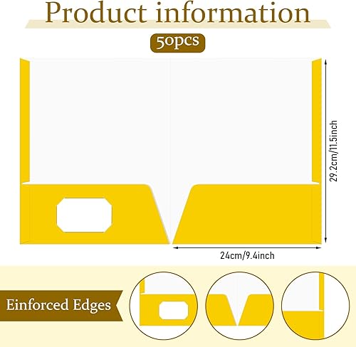 Miniatura 2 de Jutom 50 carpetas de papel laminado brillante con 2 bolsillos, tamaño carta, carpetas con bolsillos, carpeta de presentación para oficina, escuela,