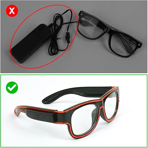 Miniatura 6 de Ainiv Gafas de luz inalámbrica, 3 modos, LED luminosas, que brillan en la oscuridad, para fiestas, DJ, EDM, Halloween, Navidad