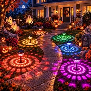 Ensenior Color Changing Solar Lights Outdoor, 8 Pack, Unique Light Pattern