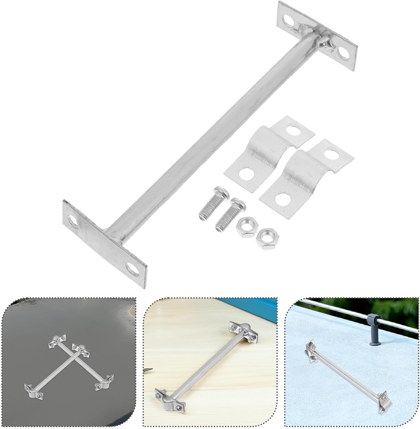 Ciieeo 8pcs Weather-Resistant Electrical Rod Bracket Set with High Conductivity Wall Mount Clips for Outdoor Grounding and Electrical Protection