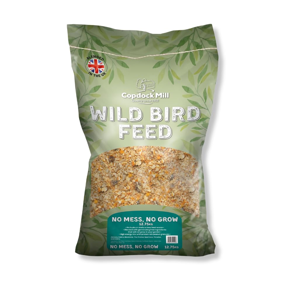 Copdock Mill No Mess Wild Bird Seed Mix 12.5kg - All Year Round Small Seed Mix With Protein Rich Peanuts - 100% Natural Nutritional Feed