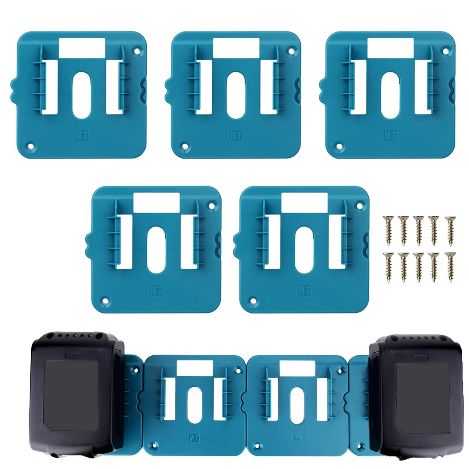 (5 Pack) Battery Holder Fit for Makita 18V Battery, Wall Mount Batteries Storage Organizer for Work Van, Shelf, Toolbox for BL1860 for BL1850 for BL1840 for BL1830 BL1860 BL1850 BL1840