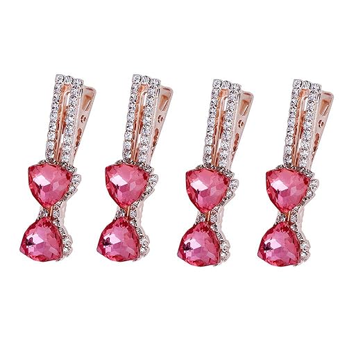 Vpang 4 pinzas para el cabello con diamantes de imitación transparentes, con lazo de cristal, pinza para el cabello, pinza de cocodrilo, accesorios