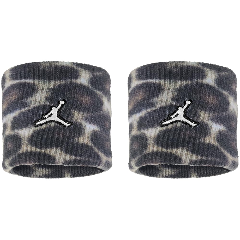 Nike Jordan Dri-FIT Terry Wristbands 2-Pack Printed – Basketball Sweatbands – Sports Wristbands for Training & Fitness, Black/Black/White, One Size