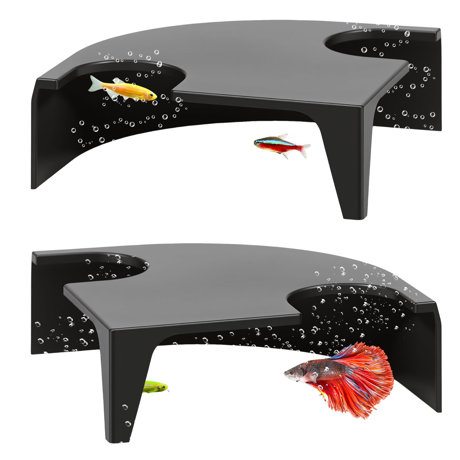 2PCS Aquarium Tunnel Decoration, Aquarium Hiding Place, Fish Cave Viewing Tunnel with 2 Entrances, Fishes Tunnels for Cichlids, Betta and Shrimps, Fish Tank Decorations Hideout for Aquariums Lover