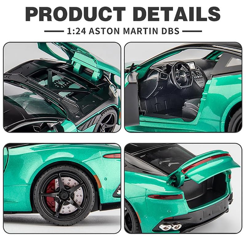 Image of Kids Model 1:24 Astorn Martin Die Cast Metal Car Pull Back Action Opening Doors with Realistic Engine Sound Lights Toy Car Gift for Boys - Multi