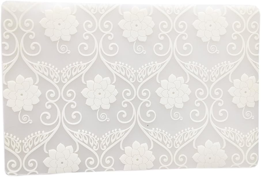 6 Pcs Simple Wipe Clean Placemats Set of 6 Placemat for Kitchen Dinner Table Place Mats Dining Placemats Plastic Waterproof, Wipeable, Translucent (Flower Window)