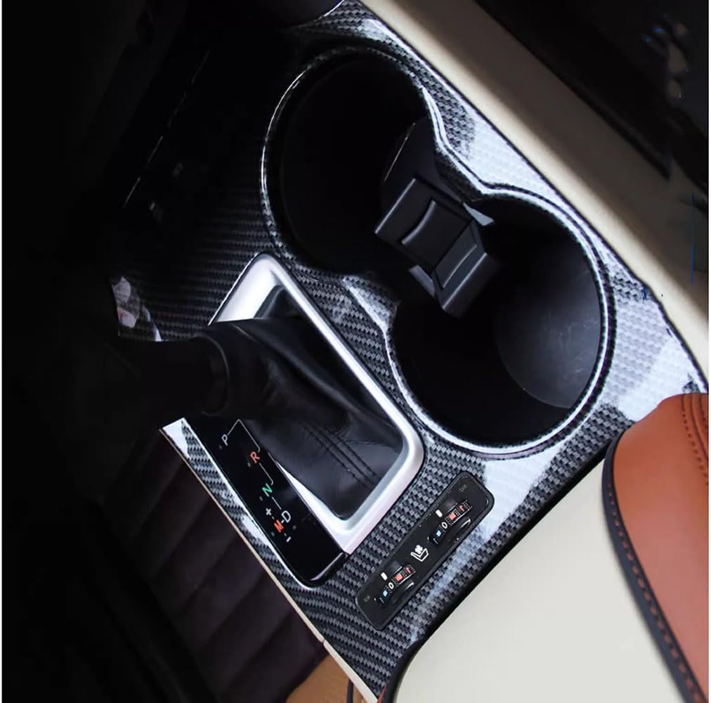 Car Accessories for The Toyota Highlander 2014-2019 Interior Gear Shift Box Panel Cover Water Cup Holder Panel Cover Trim ABS Carbon Fiber Style （Fit for Limited/Limited Platinum）