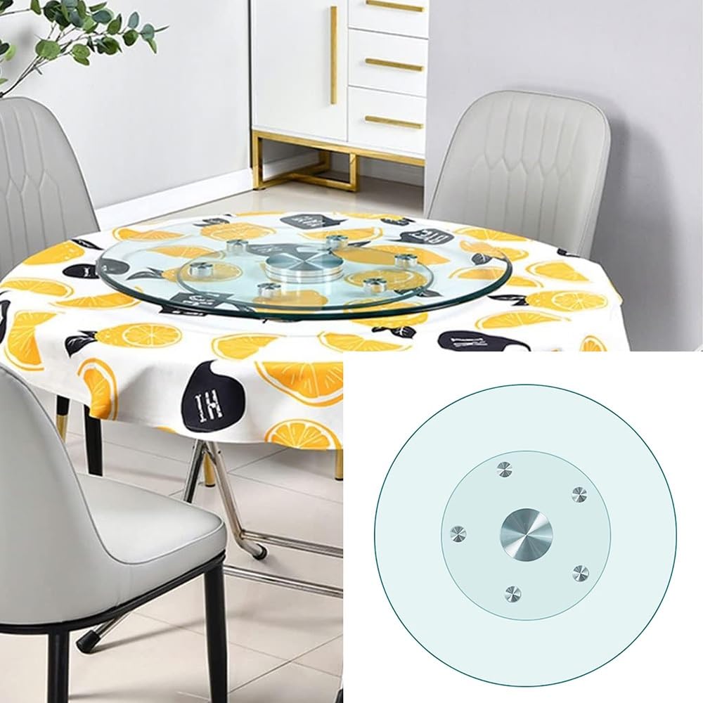 Plateau tournant Lazy Susan assiette de service ronde en verre trempé pour cuisine et hôtel