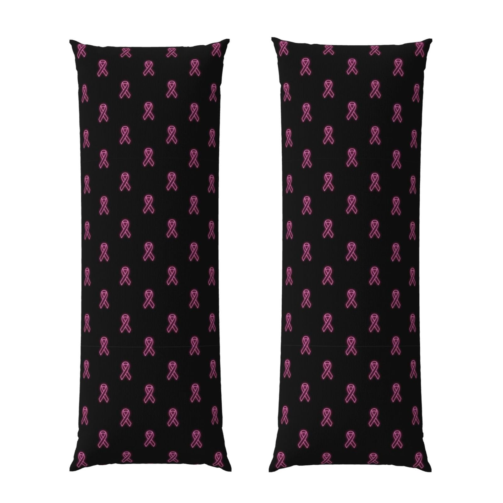 Body Pillowcase 20x54, Neon Pink Ribbon Breast Cancer Awareness, Plush Velvet Pillow Cover with Zipper, Cozyffy Rectangular Cushion Case for Couch Bed Home Hotel