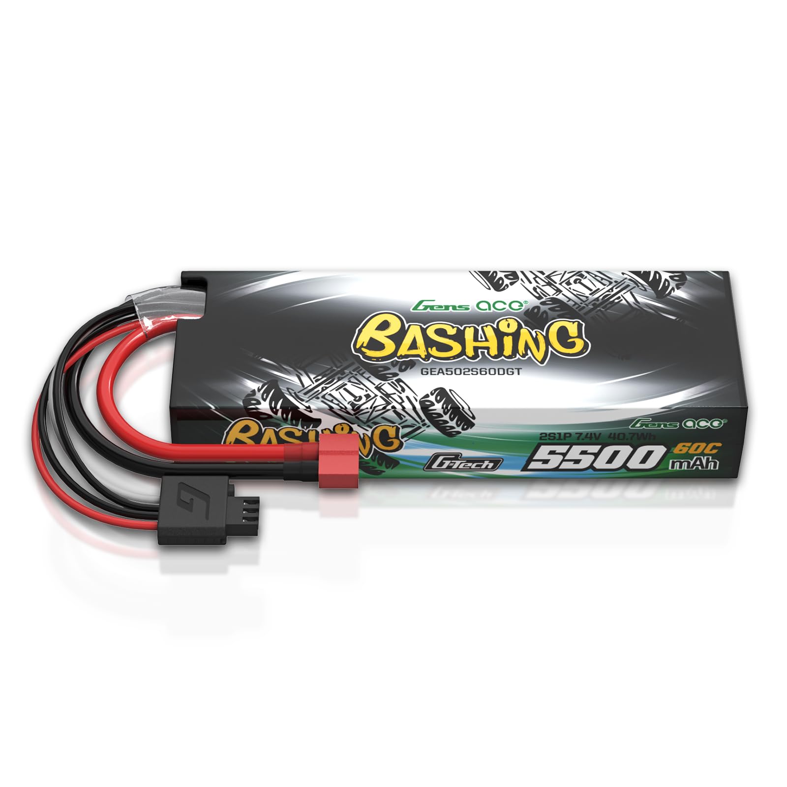 Gens ace 2S Lipo 5500mAh 7.4V 2S1P 60C Bashing Series Lipo accu met Deans T- stekker voor de meeste 1/8,1/10 Scale RC Cars