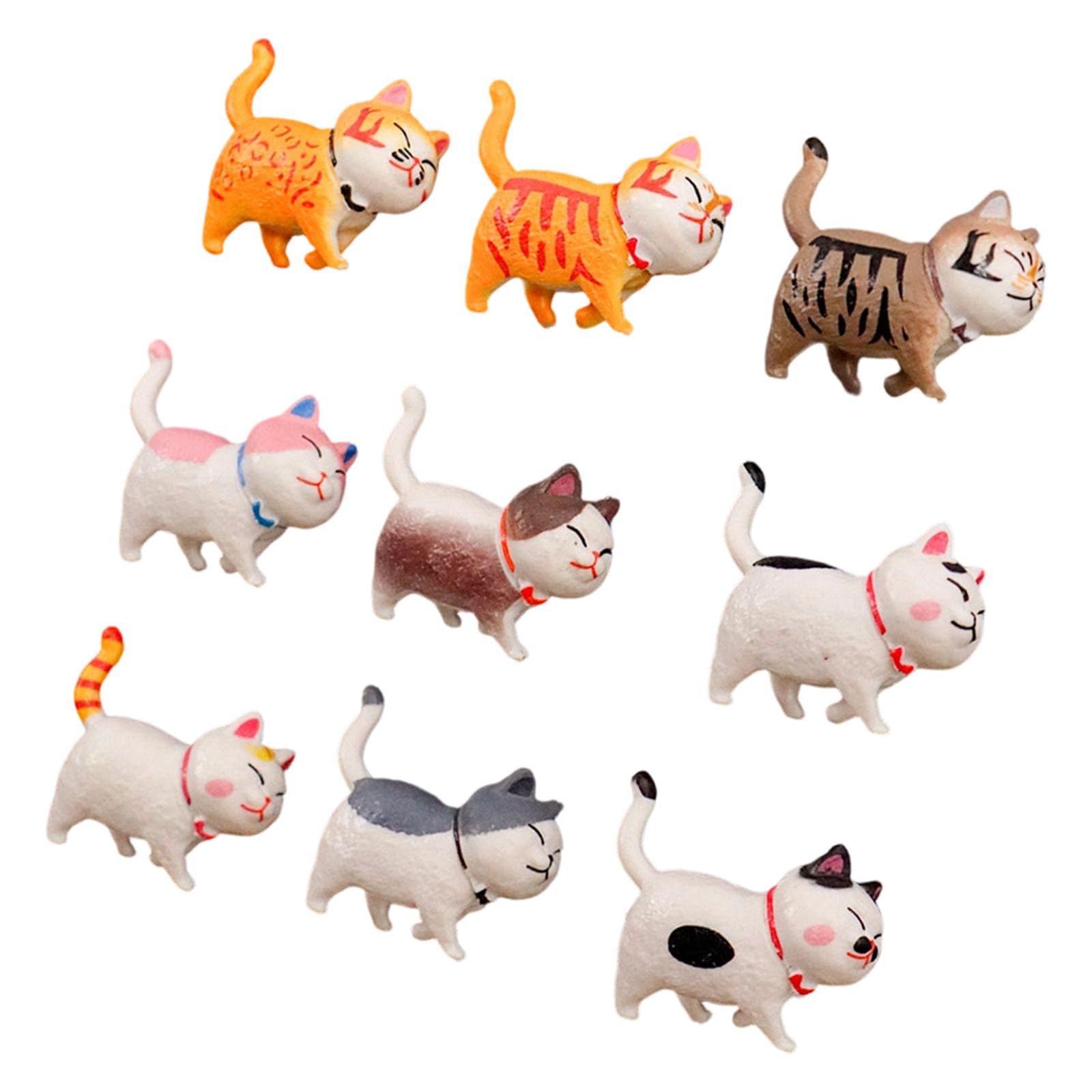 Mekalero 9PCS 3D Cartoon Cats Miniature Figurine Fridge Magnets Resin Animal Statue Refrigerator Decoration for Home Metal Surfaces Fridge Magnets
