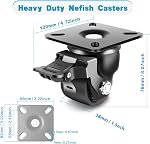 Nefish 2 Inch Heavy Duty Caster Wheels with Brake, Extra Width Plate Swivel Industrial Castor Set of 4 Load Capacity 2200 LBS, Sturdy Nylon Furniture Casters Wheels for Cart, Furniture, Workbench