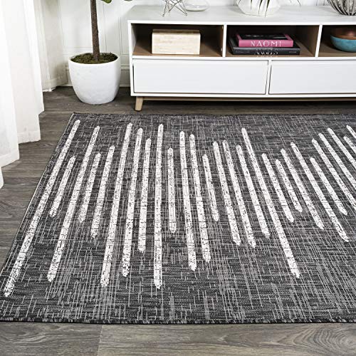 Jonathan Y Smb124E-3 Zolak Berber Stripe Geometric Indoor Outdoor Area-Rug Bohemian Contemporary Easy-Cleaning Bedroom Kitchen Backyard Patio Non Shedding, 3 X 5, Black/Ivory #TOP3