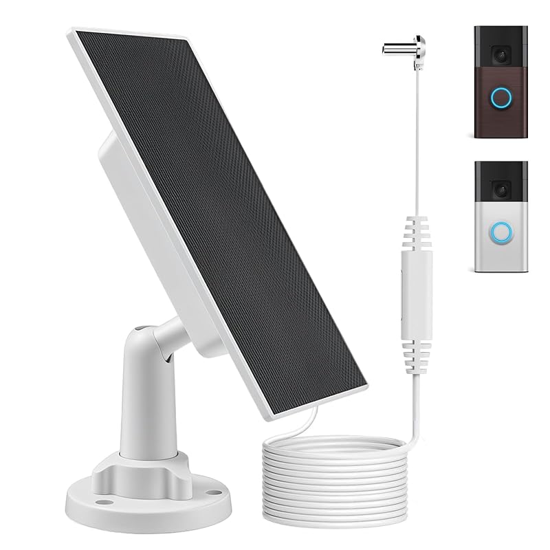 Carregador Solar BECOMFY com Armazenamento de Energia para Ring Battery Doorbell 2024, Painel Monocristalino de 3 W