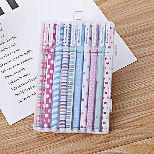 SUPERTOLL 0.38 Ballpoint Pen Black Gel Pen Black Cute Cartoon Pens Stationery for School Office 10Pcs/Set(Flower Type B) - Image 3