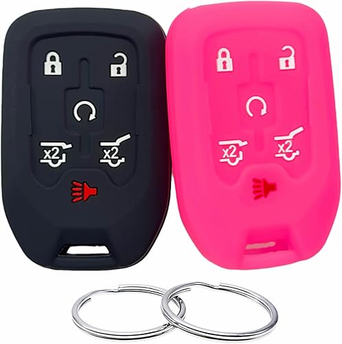 Funda de goma de silicona para llavero compatible con Chevrolet Suburban Tahoe GMC Yukon Yukon XL HYQ1AA 2014-2021