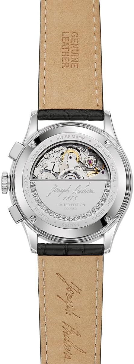 Bulova Men's Joseph Black Chronograph Dial and Black Leather Strap Watch 42mm - 96C146