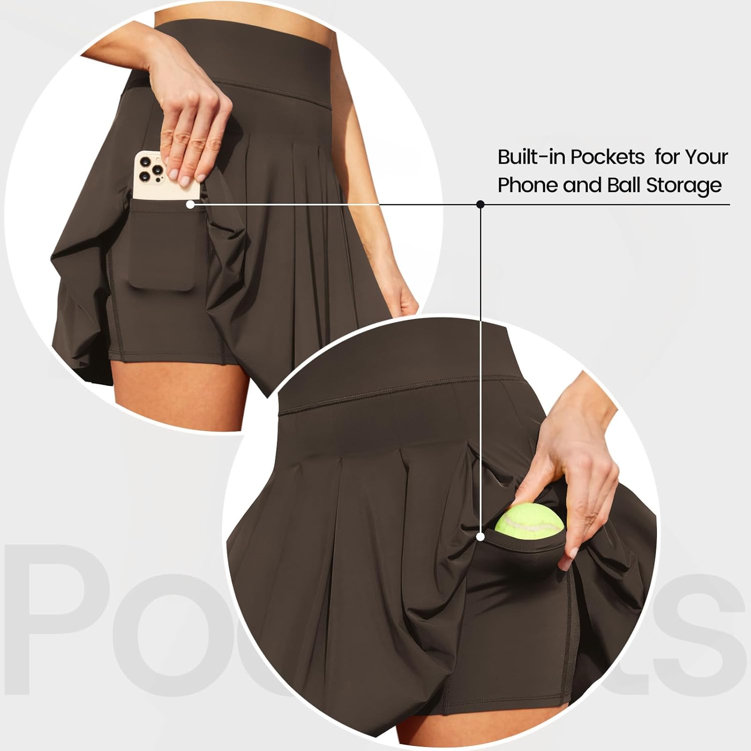 Tennis Skirts for Women with Shorts Pockets, High Waist Golf Skirt,Pleated Mini Skort Workout Casual - Image 5