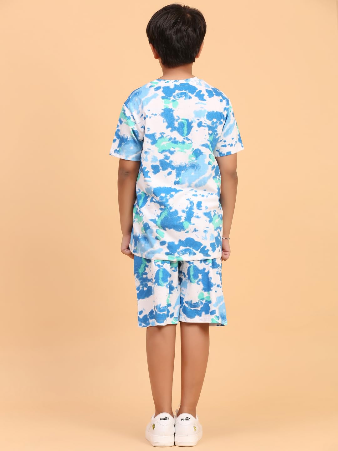 Ninos Dreams Boys Cotton T-shirt & Shorts Coord set/Boys' Soccer Ball - Dinosaur Print Cotton Coord Set - Casual Summer Tee & Shorts Outfit for Kids (12-14 Years, Blue White) 4