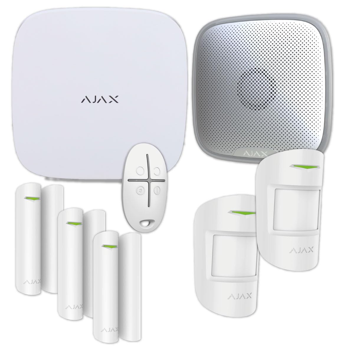 A J A X Kit Allarme HUB2G con 3 Sensori Porta, 2 Movimento, 1 Sirena esterna