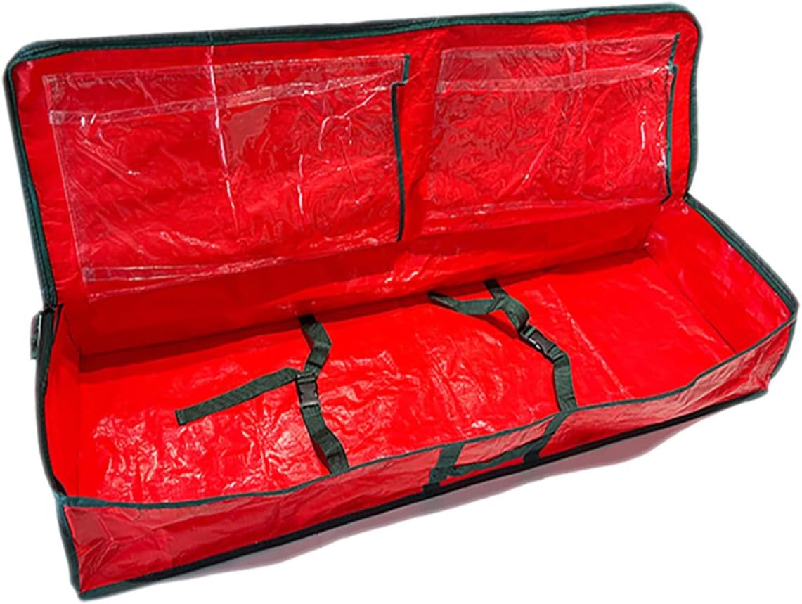 Christmas Tree Storage Bag Waterproof Zippered Large Tree Pouch 120x36x13cm Red Holiday Organizer Carrier and Ornament Storage
