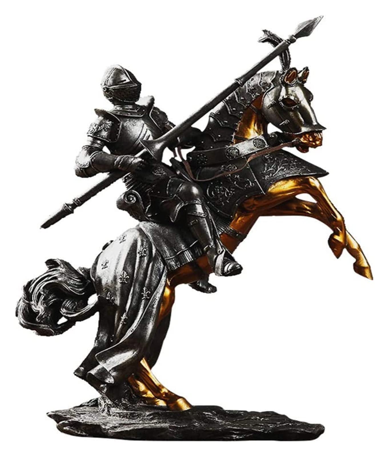 rzeźba artystyczna rodzina rzeźba artystyczna figurki dekoracja biurowa w domu statua rycerz statua Ornament zbroja średniowieczna rzeźba na koniu kolekcjonerska dekoracja figurka prezent do d