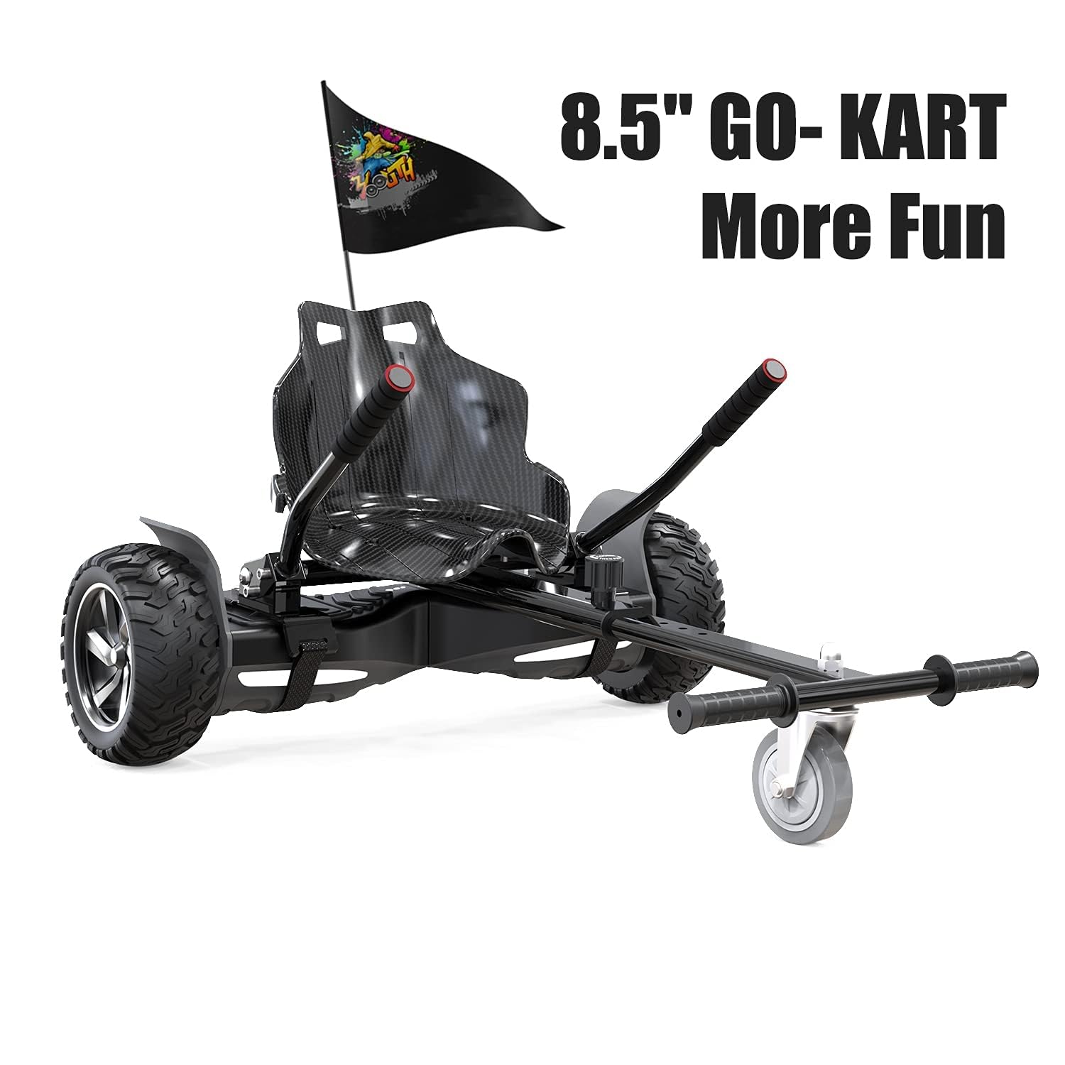 GeekMe Hoverboards mit sitz,8.5" All-Terrain mit leistungsstarkem Motor APP Bluetooth eingebaut + Hoverkart Zubehör für Hoverboards