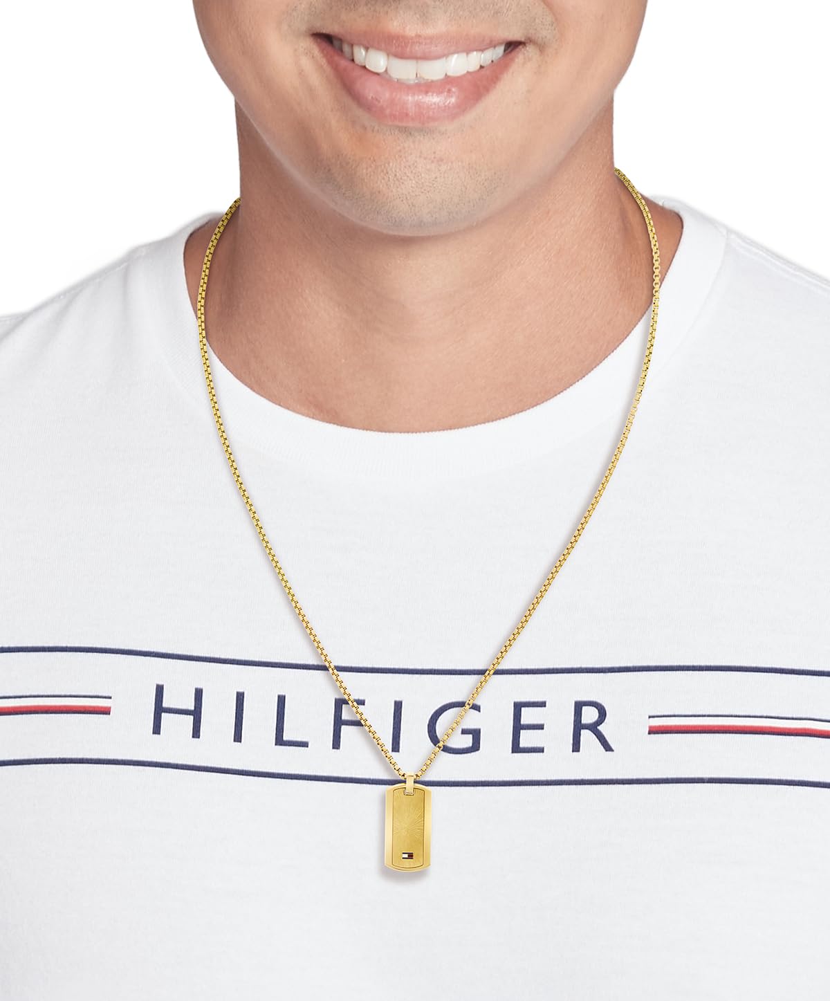 Tommy Hilfiger Jewelry Collana con Pendente da Uomo in Acciaio Inossidabile – Disponibile in Argento, Oro o Nero