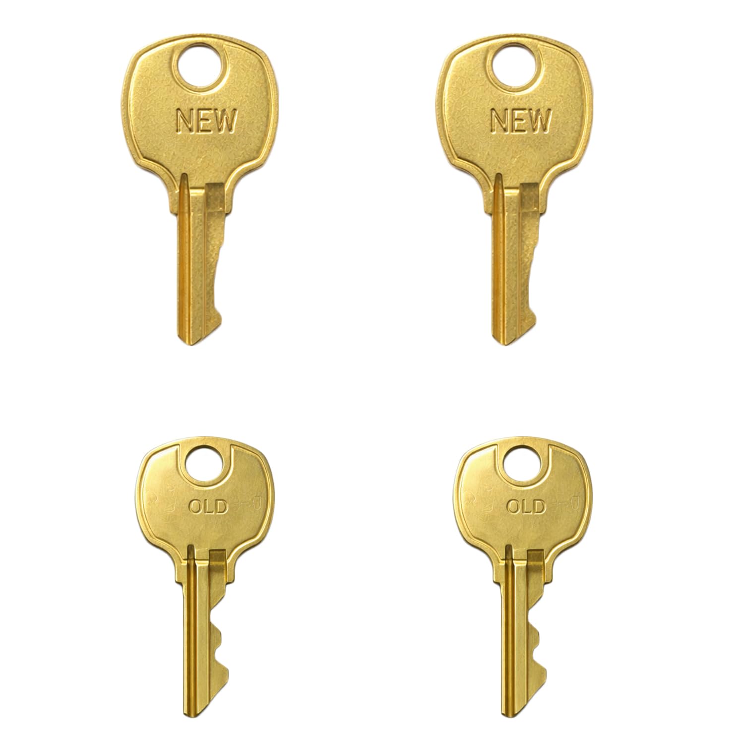 4-Pack Cedar Chest Replacement Keys Compatible with Lane S Series Safety Locks, Includes New and Old Style Keys, Brass Key
