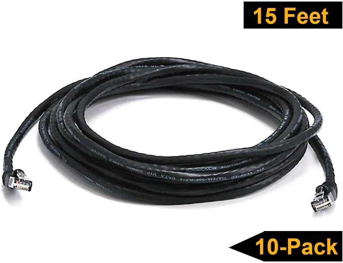 iMBAPrice 50' Cat5e Network Ethernet Patch Cable, 10 Pack, Black (IMBA-CAT5-50BK-10PK)