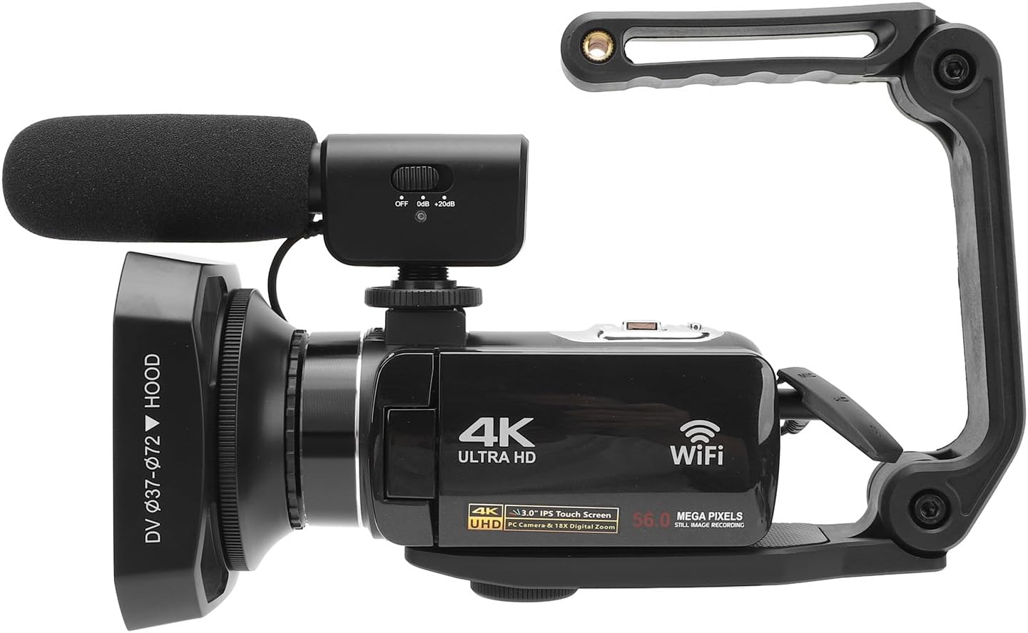 CCYLEZ 4K Video Camera Camcorder with 3 Inch 56MP HD Vlogging Camera with Microphone Stabilizer Wide Angle Lens for Outdoor