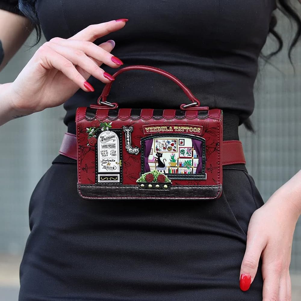 Vendula London tattoo バック Vendula London - Tattoo Studio Belt Bag - Burgundy, Burgundy