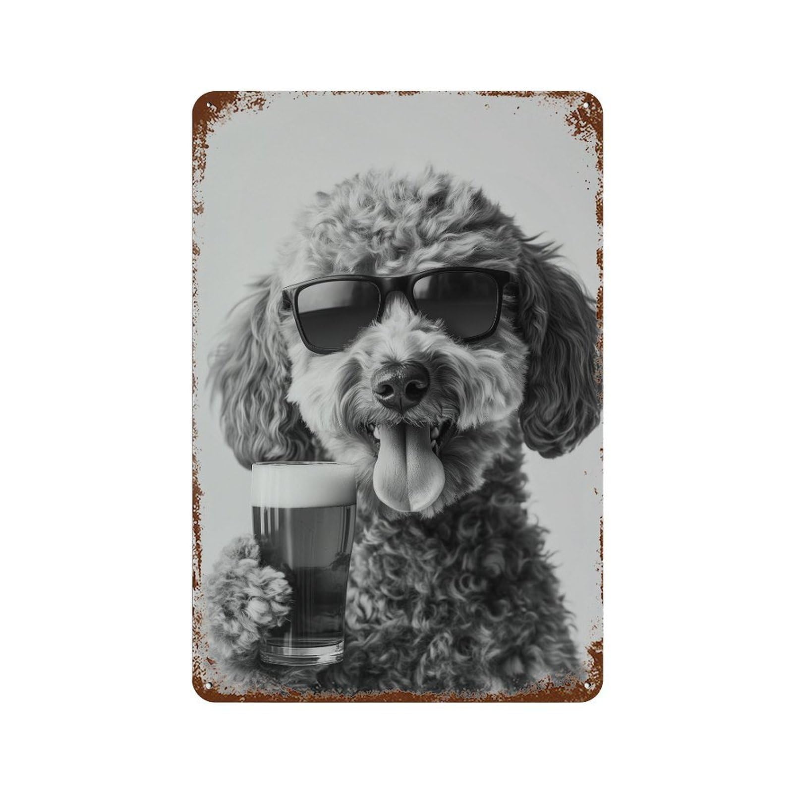 xiaoxiaoshen Goldendoodle Drinking Beer Pint Wall Decor Art Metal Tin Poster Modern Home Decor Art Home Bar Shop Decorations Vintage Sign 30x20cm