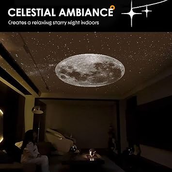 Galaxy Projector, 2-in-1 Starry Sky Projector & Night Light, 360 Adjustable LED Space Galaxy Lamp, Milky Way Mood Lighting, HD Image Star Projectors for Bedroom Hallway Ceiling Decor (12+6)