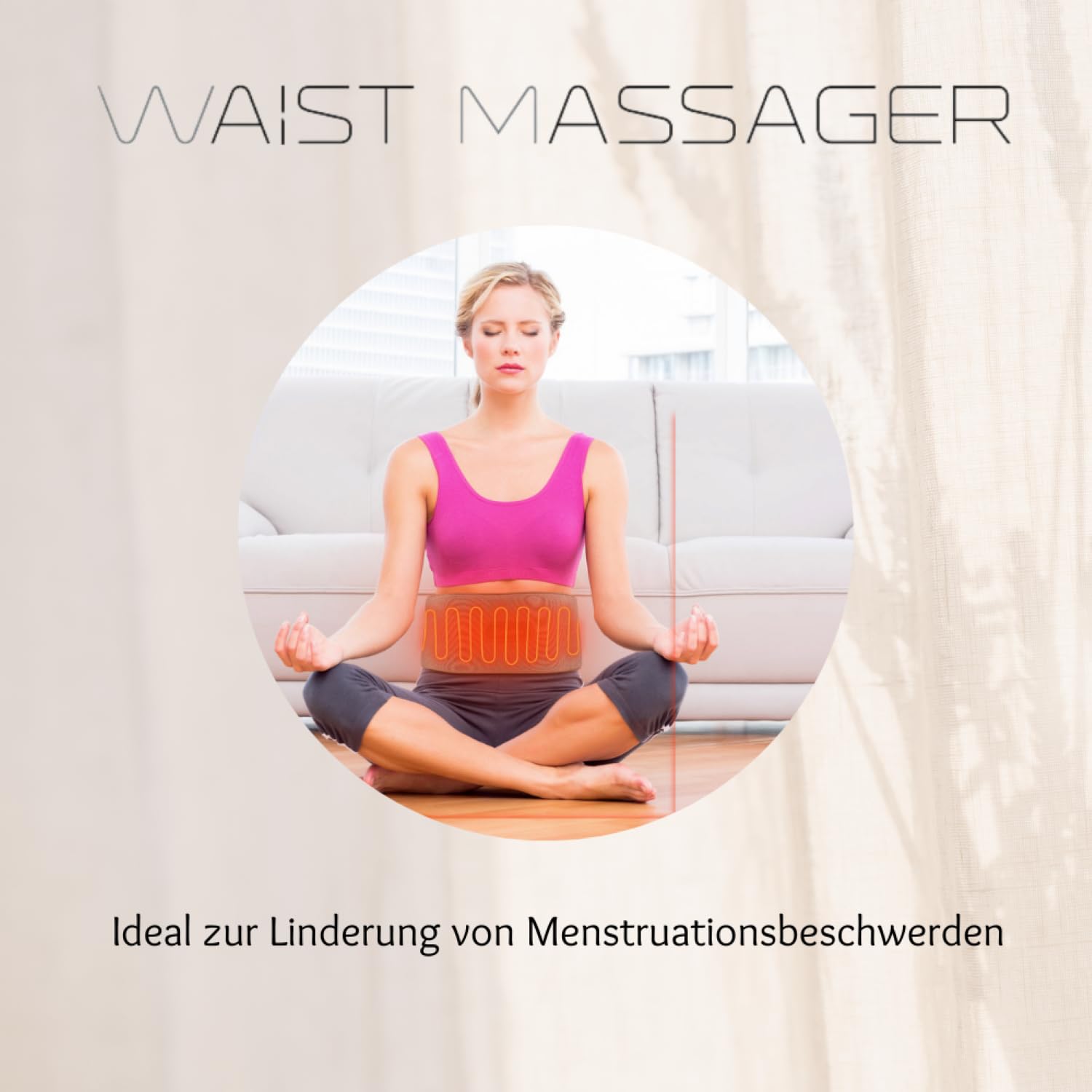 TERRAILLON - WAIST MASSAGER, Massagegürtel für Rücken und Bauch, 2 Massagemodi: Vibration und Kompression, 3 Temperaturstufen, wiederaufladbar über USB-C