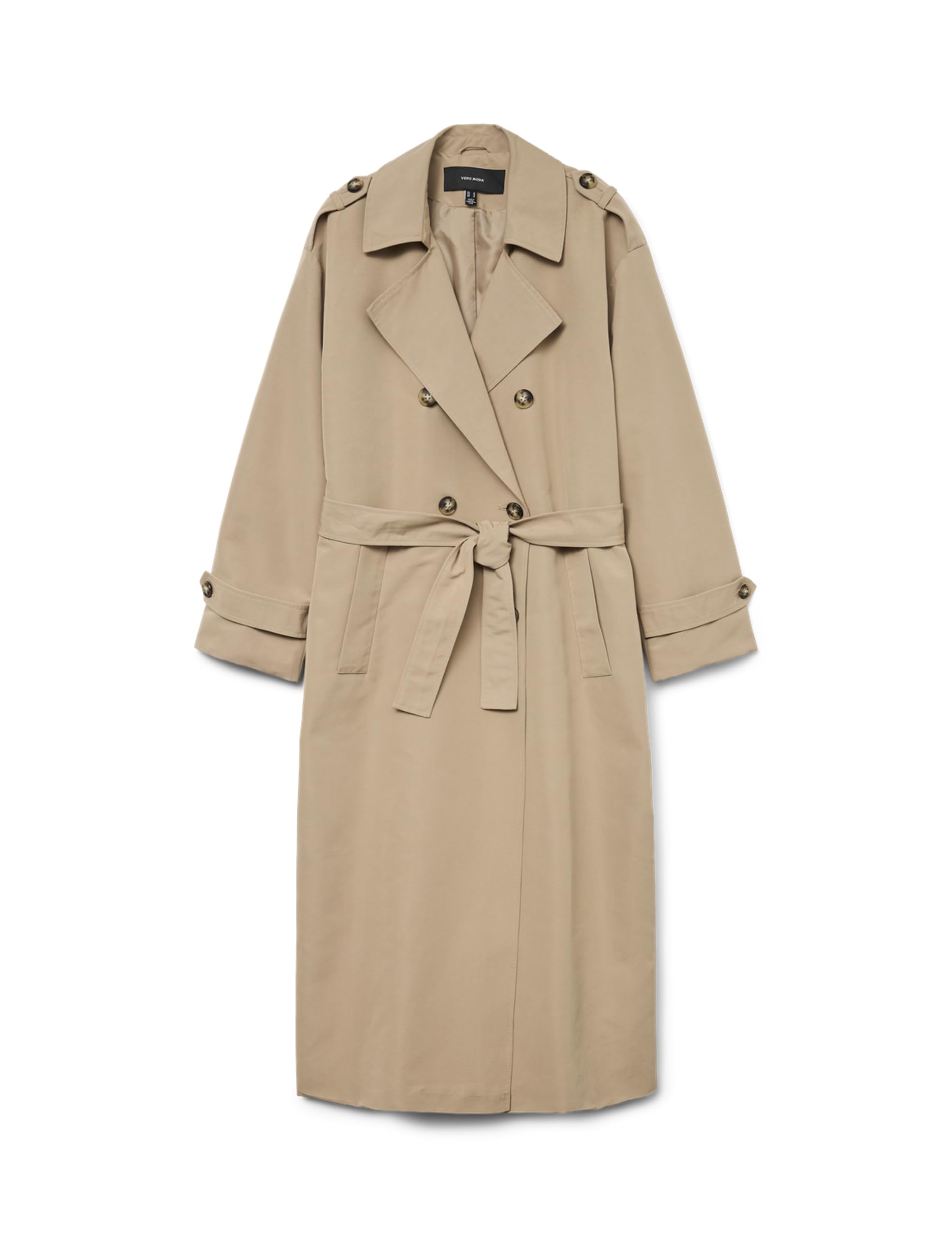 VERO MODA Women's Vmchloe Long Noos Trench Coat, Silver Mink, XS
