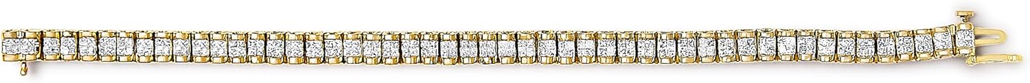14K White or Yellow Gold 3.0 Cttw Princess Cut Quad Invisible Set Tennis Bracelet (H-I Color, SI1-SI2 Clarity) - 7”