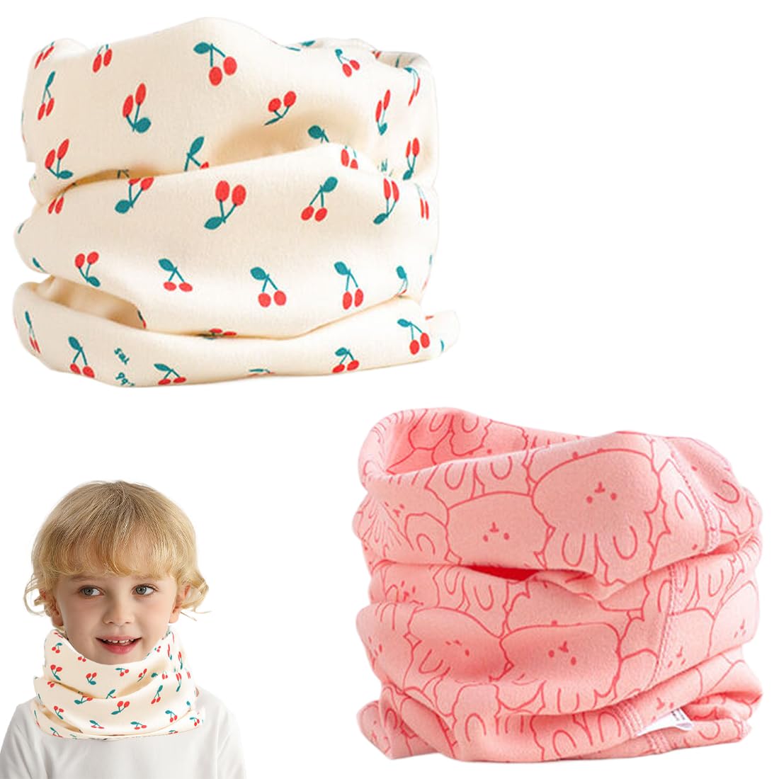 Bufanda Cuello Algodón para Niños Niñas 0-8 Años 2 Pcs