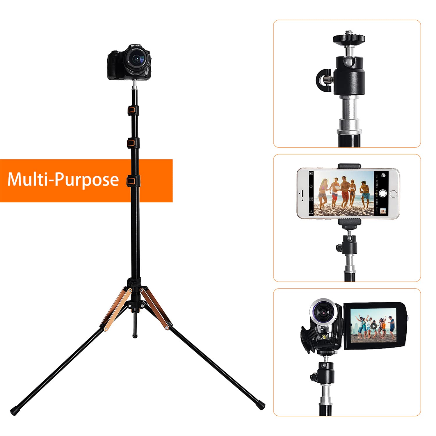 FOSOTO Lampenstativ 192cm faltbar Lichtständer Lichtstativ aus Aluminium Kompaktes Leichtes Lichtstativ Traglast 4kg für Fotostudio Beleuchtung Blitzlicht Fotografie mit Tasche