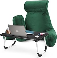 Vista 134 de Nestl Reading Pillow with Portable Laptop Lap Desk - Shredded Memory Foam Back Support Pillow for Sitting Up in Bed and Couch Rest Pillows with Navy