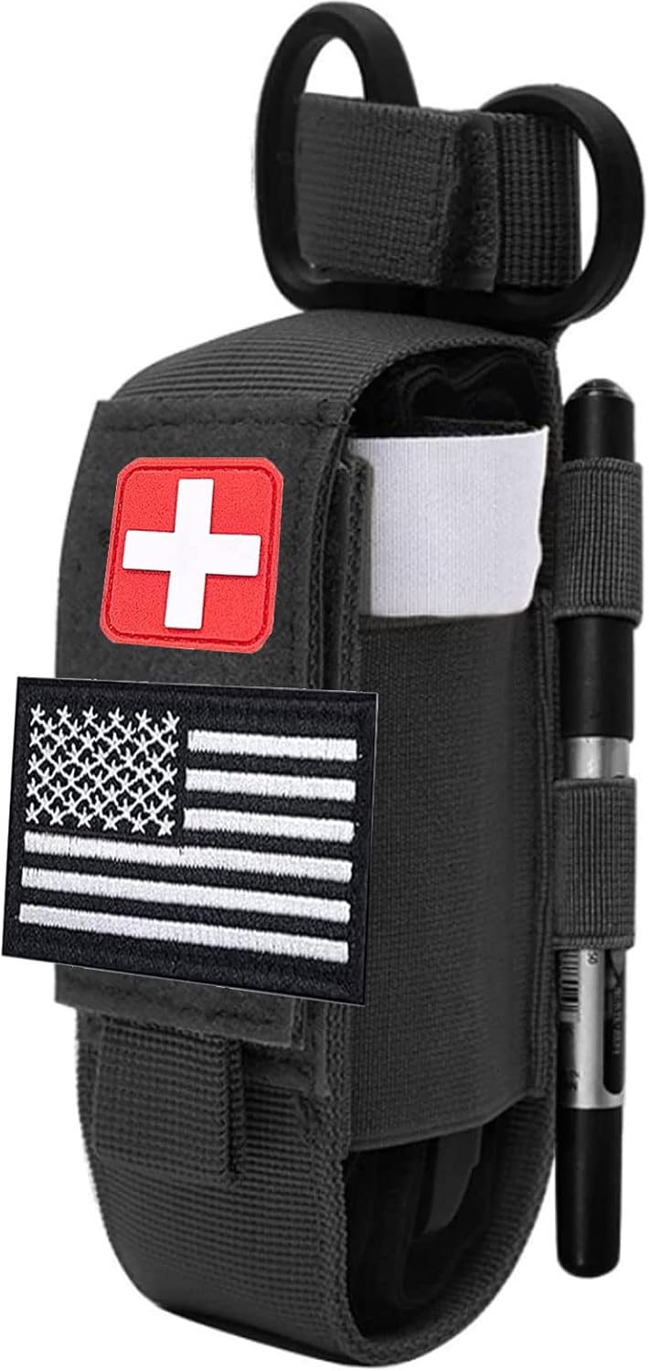 Tactical TQ Tourniquet Holder,Molle Ifak Trauma Medical Shear Pouch with Tourniquets (Black) : Sports & Outdoors