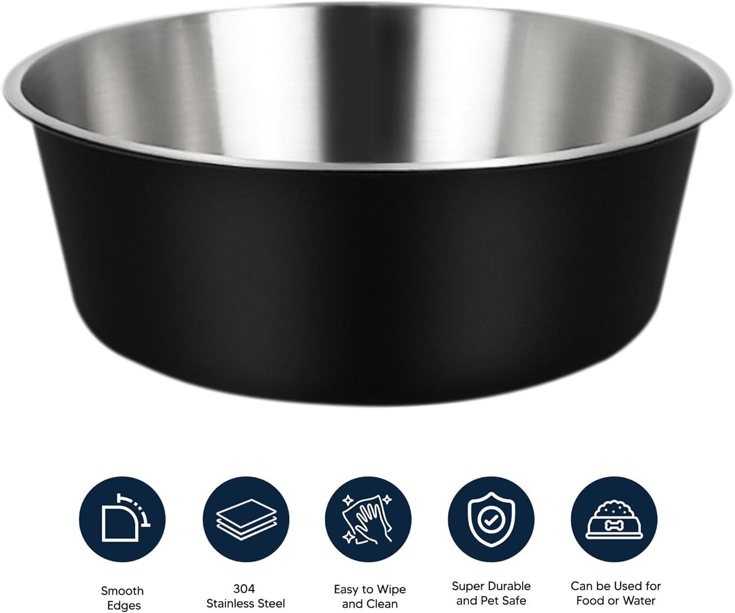 Personalized Custom Dog Bowl with Name & Breeds - Engraved Stainless Steel, Feeding Dry/Wet Food and Water Bowl for Small & Large Sized Dogs, Easy to Clean and Durable, 40oz | Black (Set of 2)