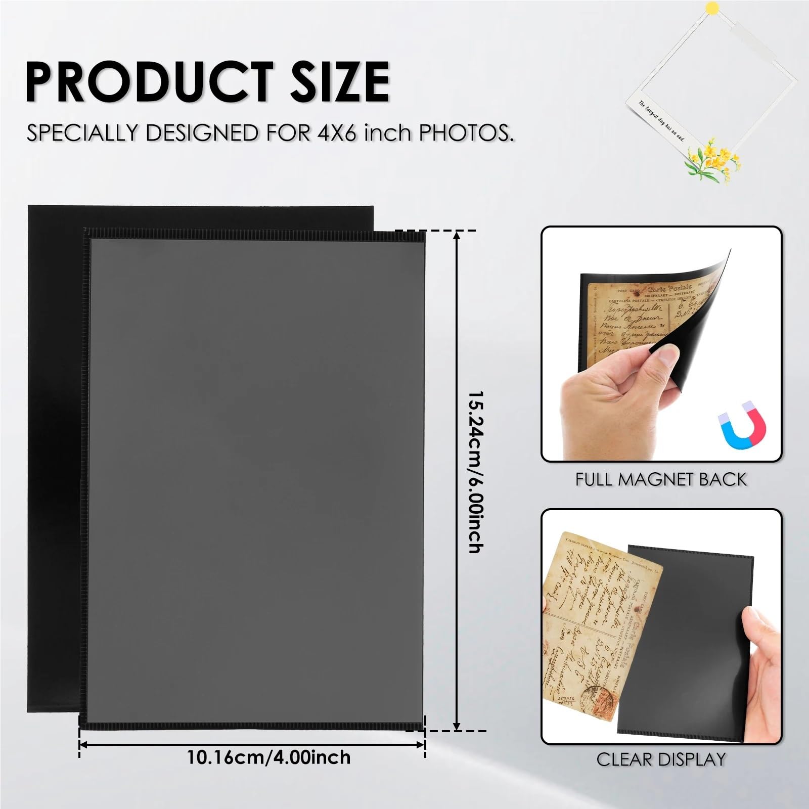 magnetyczne ramki na zdjęcia do lodówki, Wielokrotnego użytku uchwyt na zdjęcia w przezroczystej ramce z PVC do lodówki, eksponowania obrazów i fotografii(5x7 inch 10pcs)